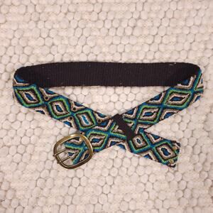 Pistil Designs Peruvian Needlepoint Woven Floral Belt Sz Medium